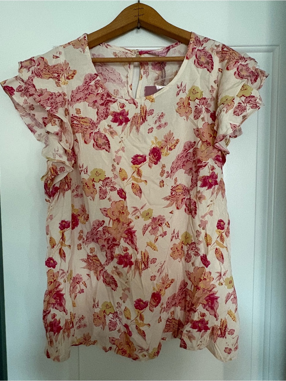 Rose & Thyme Floral Flutter Sleeve Top